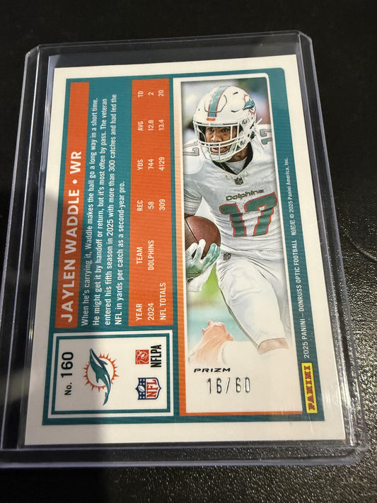 2025 Donruss Optic #160 Jaylen Waddle Purple #/60