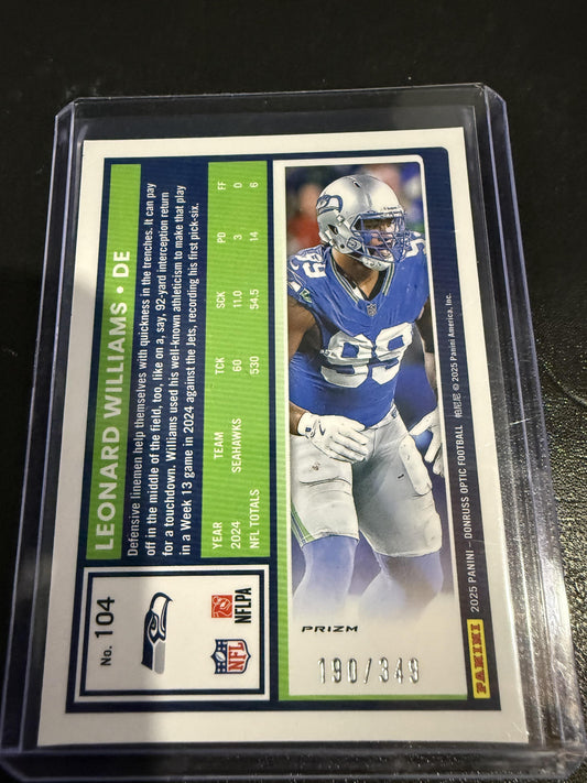 2025 Donruss Optic #104 Leonard Williams Aqua #/349