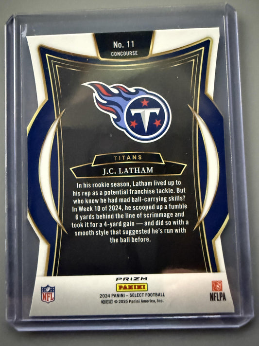 2024 Panini Select #11 J.C. Latham Silver Prizm Die Cut