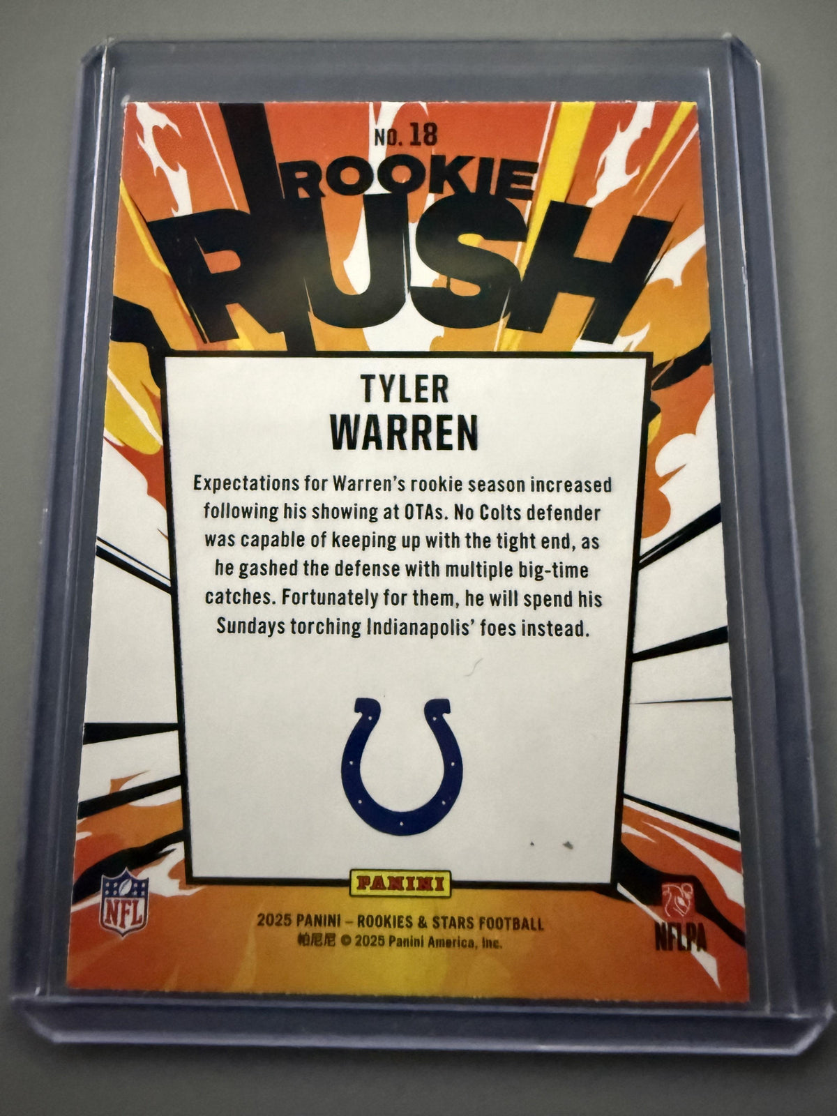 2025 Panini Rookies & Stars #18 Tyler Warren Rookie Rush