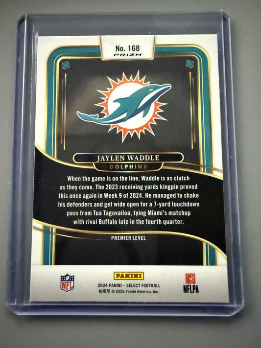 2024 Panini Select #168 Jaylen Waddle Black & Blue Prizm Shock