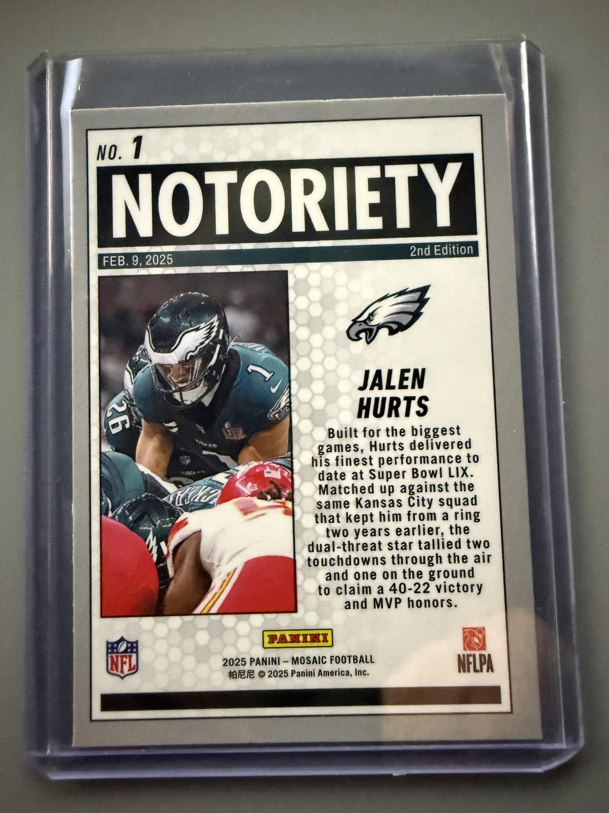 2025 Panini Mosaic #1 Jalen Hurts Notoriety Mosaic