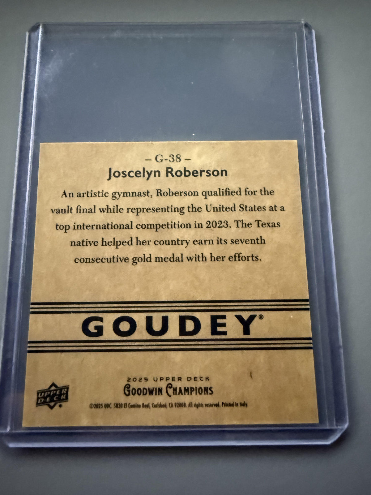 2025 Upper Deck Goodwin Champions #G-38 Joscelyn Roberson Goudey