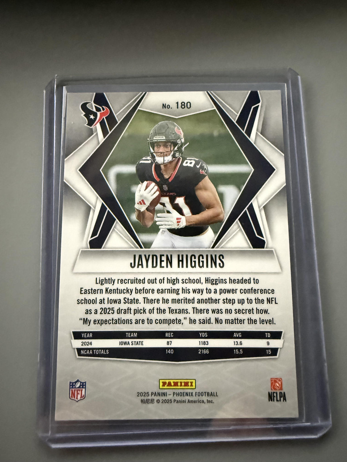 2025 Panini Phoenix #180 Jayden Higgins Silver Winter Prizm