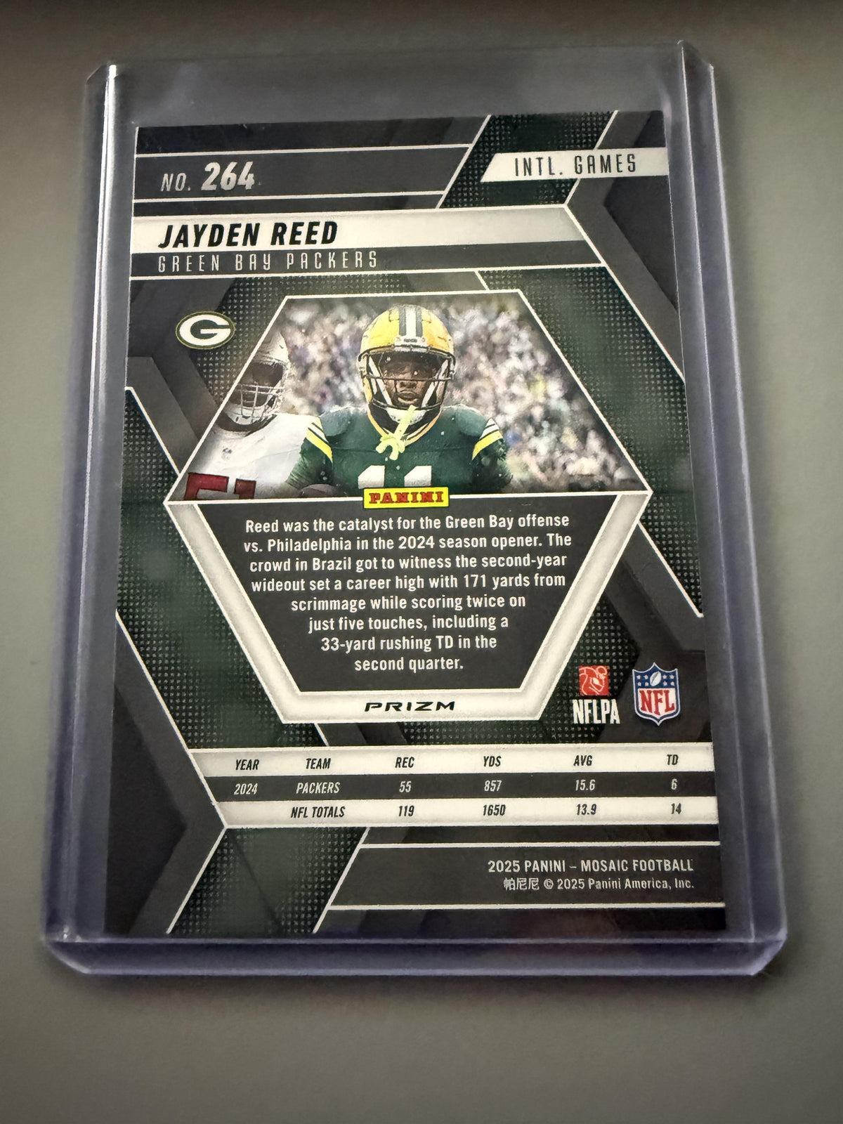 2025 Panini Mosaic #264 Jayden Reed Mosaic Reactive Purple