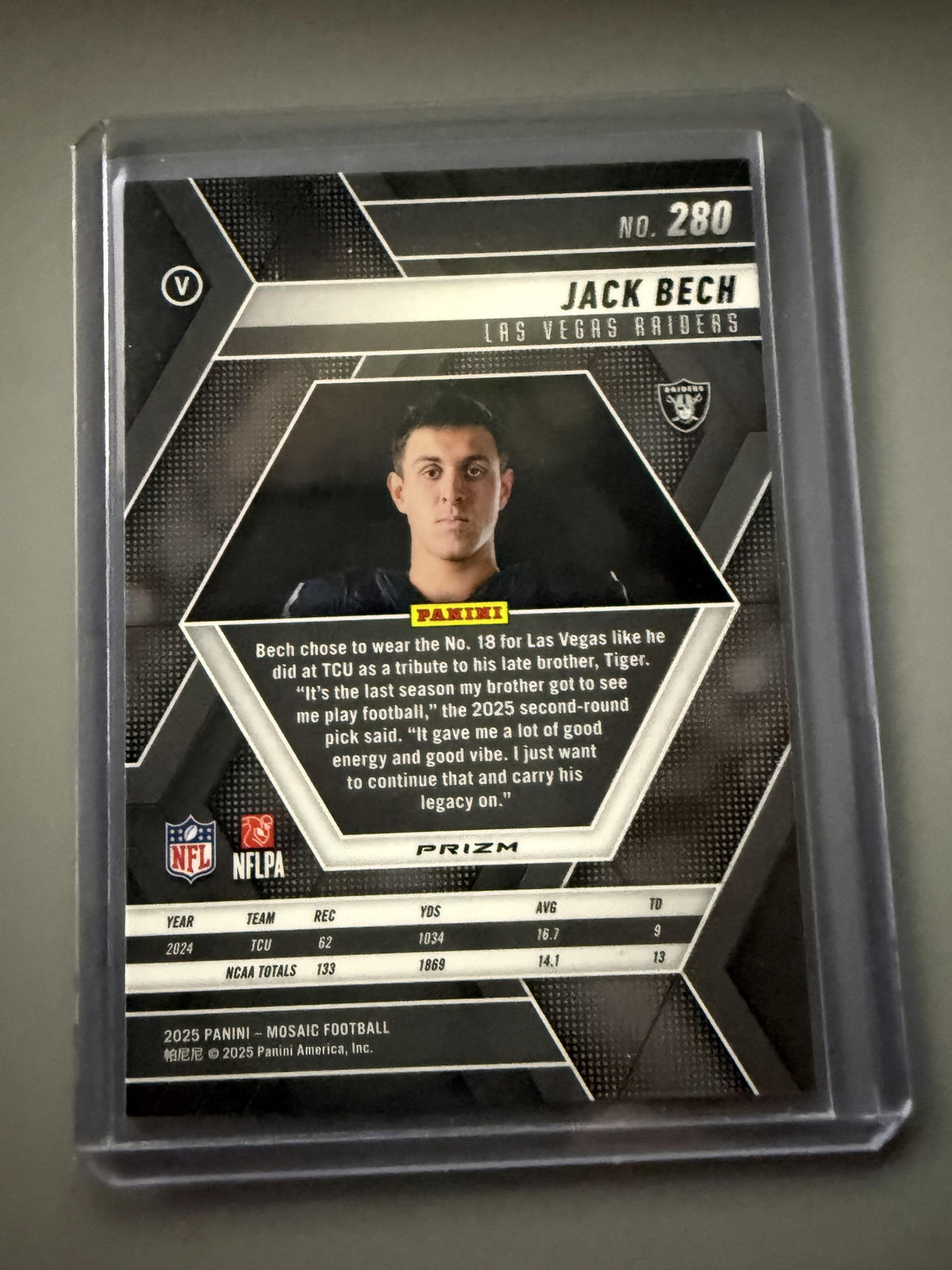 2025 Panini Mosaic #280 Jack Bech Mosaic Reactive Purple