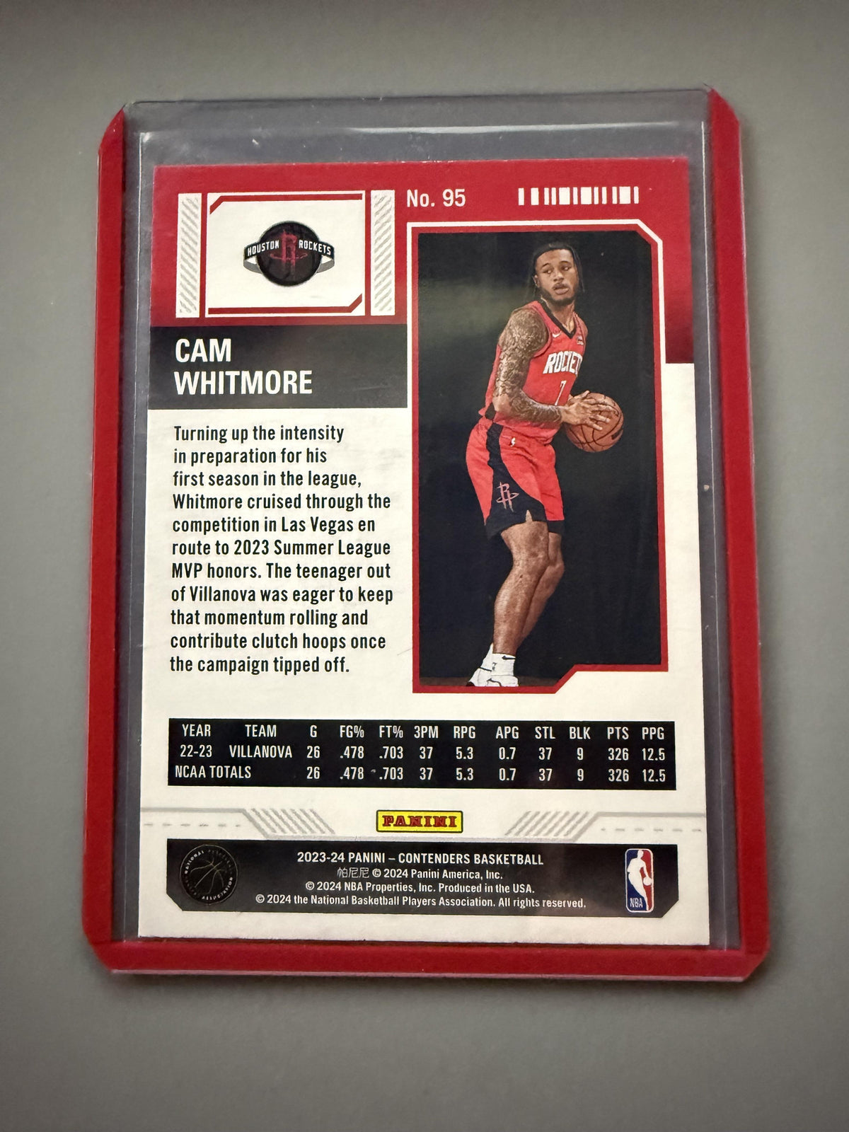 2023-24 Panini Contenders #95 Cam Whitmore Season Ticket Premium Edition