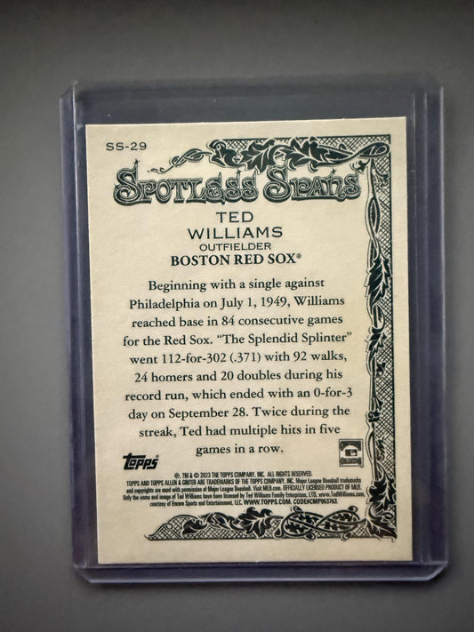 2023 Topps Allen & Ginter #SS-29 Ted Williams Spotless Spans