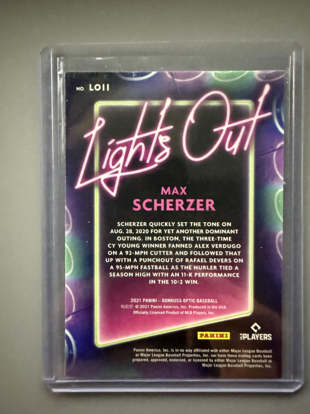 2021 Donruss Optic #LO11 Max Scherzer Lights Out
