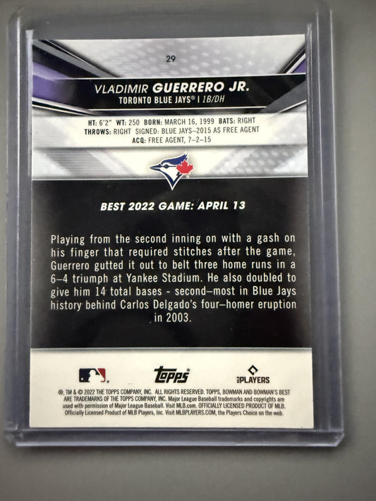 2022 Bowman's Best #29 Vladimir Guerrero Jr.
