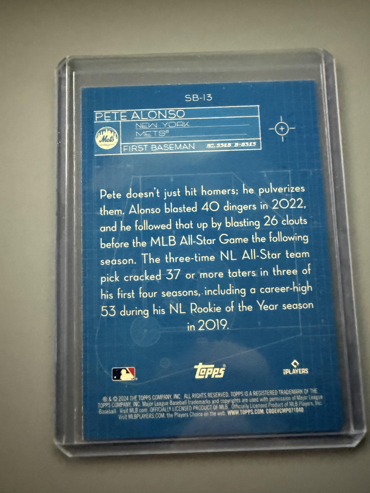 2024 Topps #SB-13 Pete Alonso Superstar Blueprint