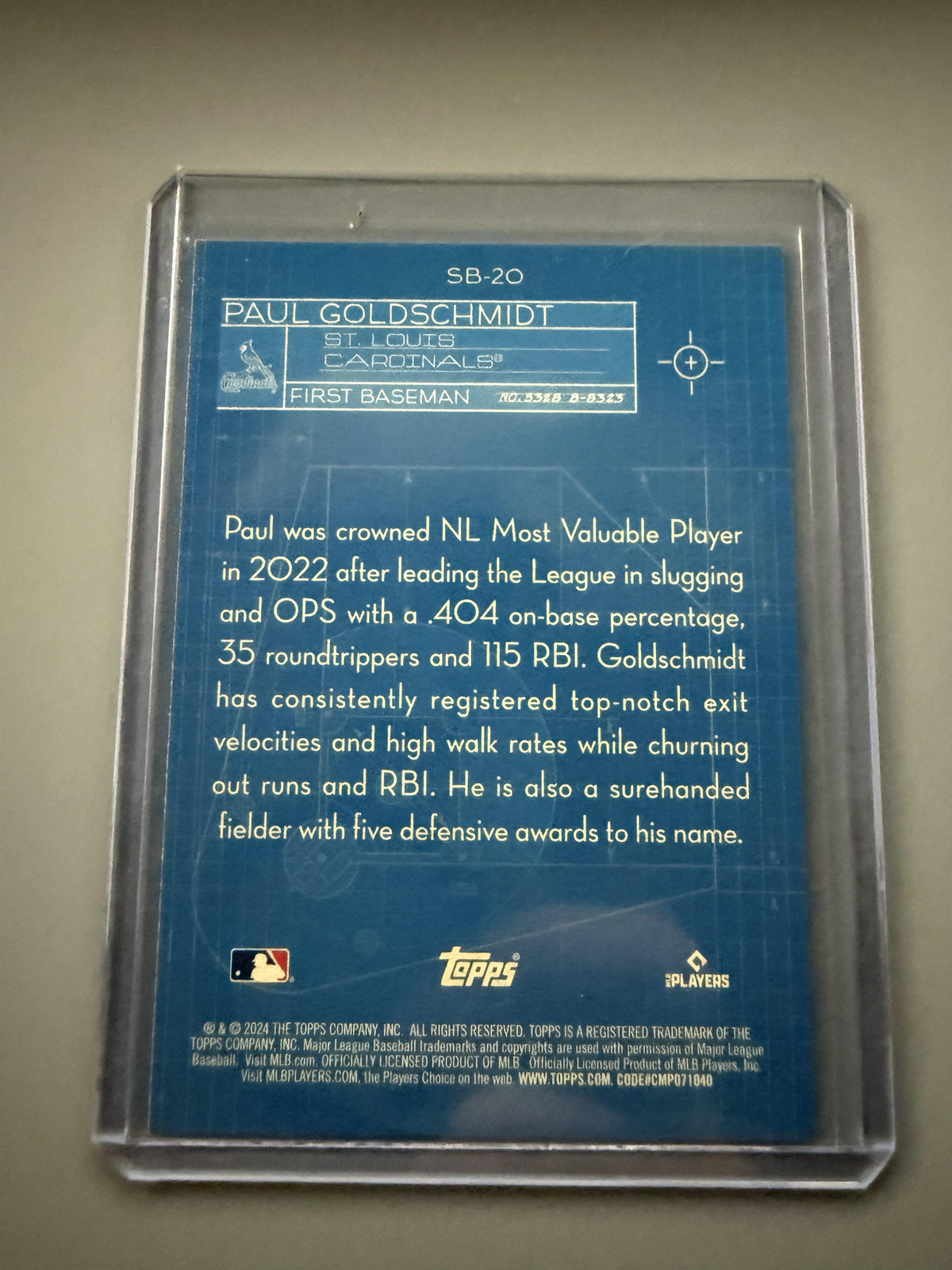 2024 Topps #SB-20 Paul Goldschmidt Superstar Blueprint