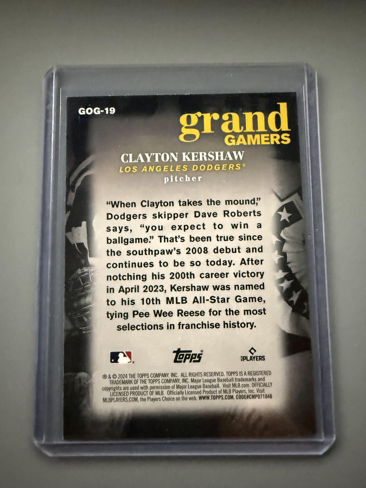 2024 Topps #GOG-19 Clayton Kershaw Grand Gamers Blue