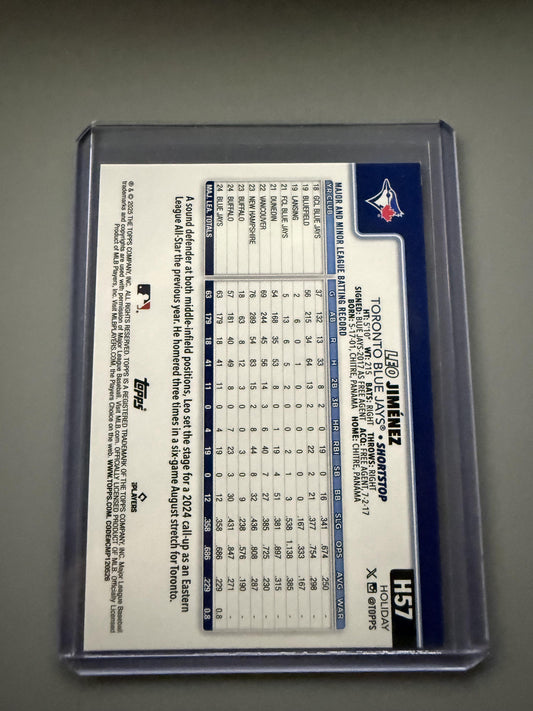 2025 Topps Holiday #H57 Leo Jiménez Blue Metallic Holiday Lights