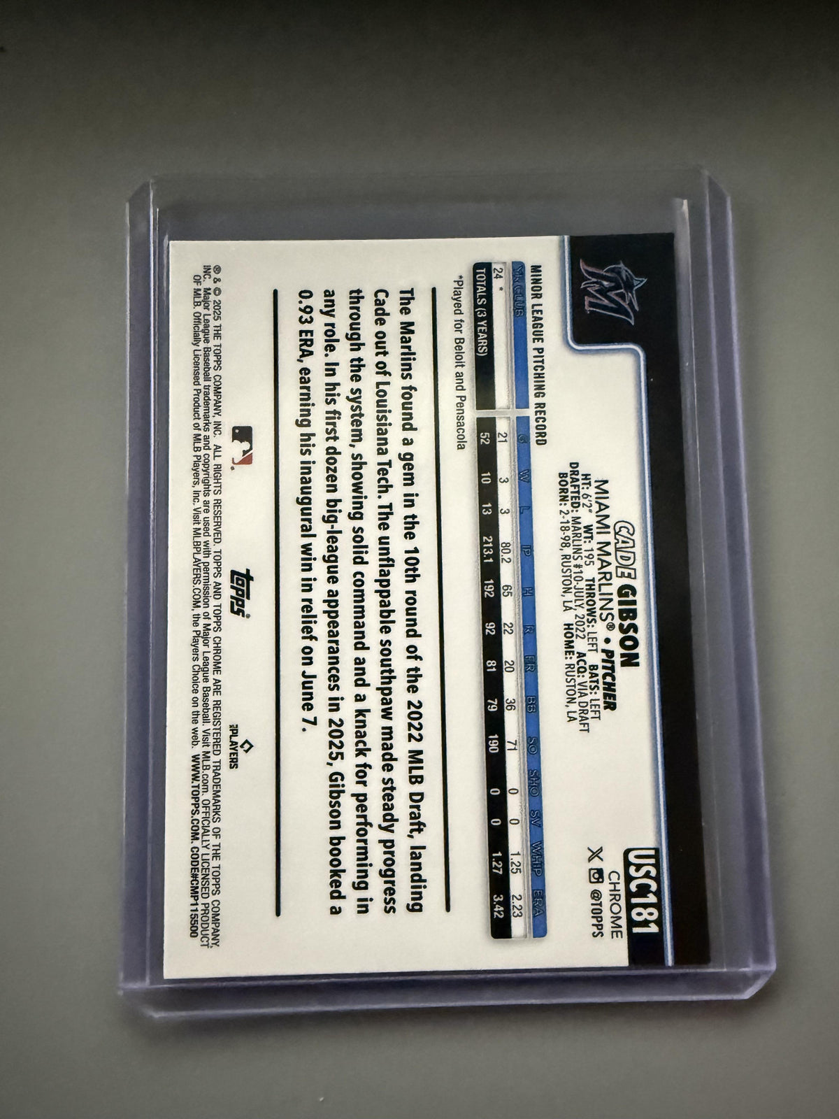 2025 Topps Chrome Update #USC181 Cade Gibson