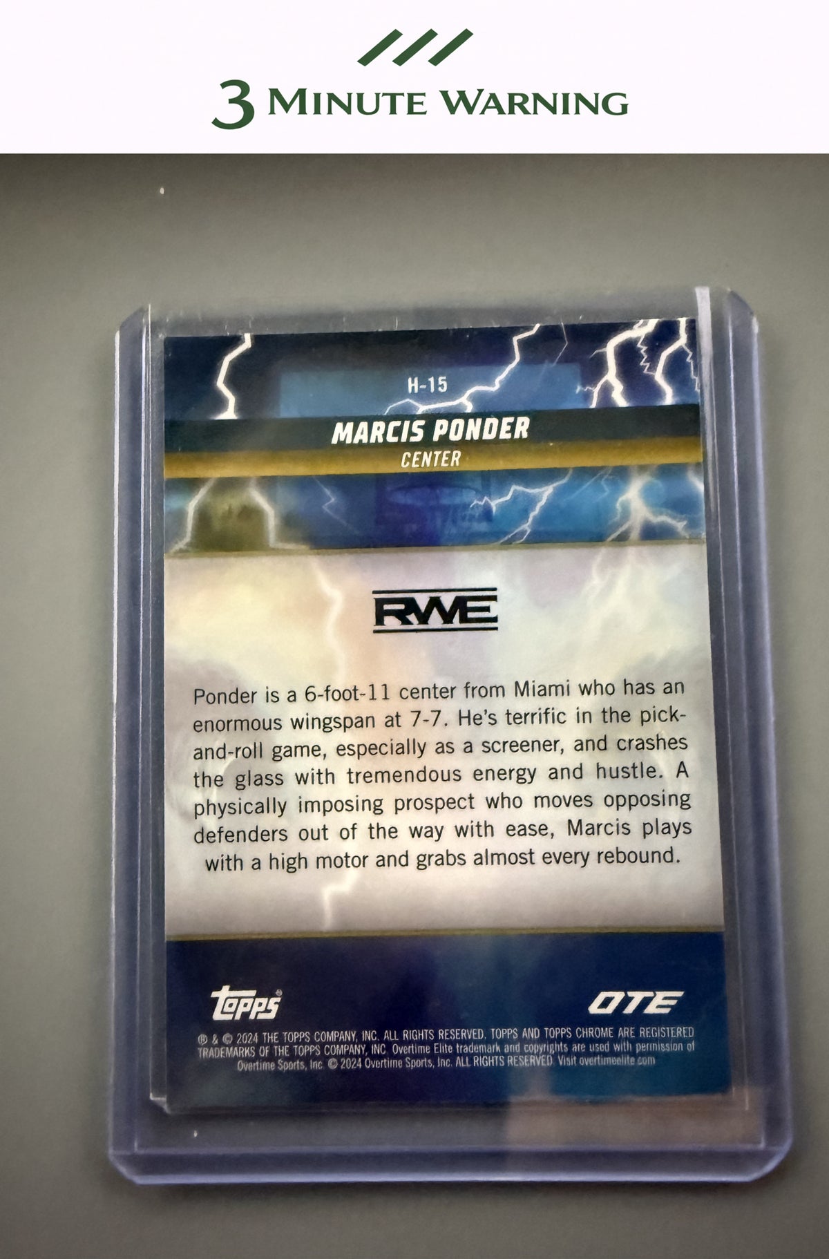 2023-24 Topps Chrome Overtime Elite #H-15 Marcis Ponder Hurricane