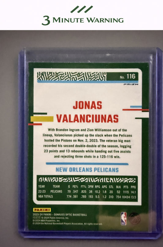 2023-24 Donruss Optic #116 Jonas Valanciunas Fast Break Holo