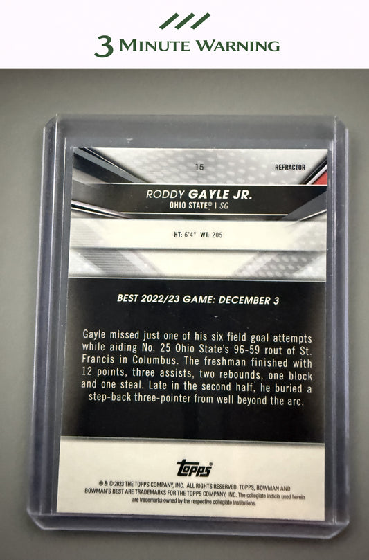 2022-23 Bowman University Best #15 Roddy Gayle Jr. Refractor