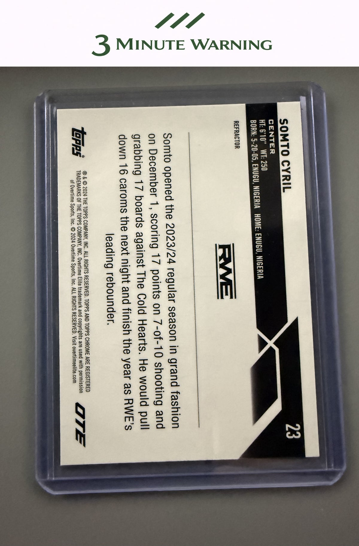 2023-24 Topps Chrome Overtime Elite #23 Somto Cyril Refractor