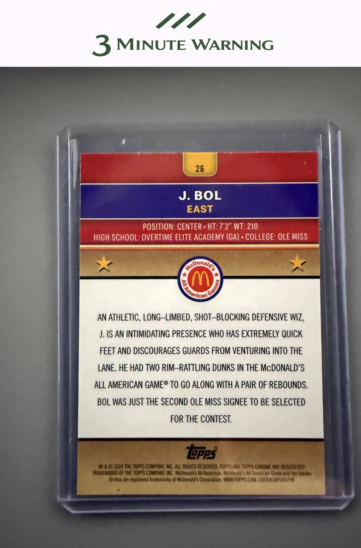 2024 Topps Chrome McDonald's All-American #26 John Bol RayWave Refractor