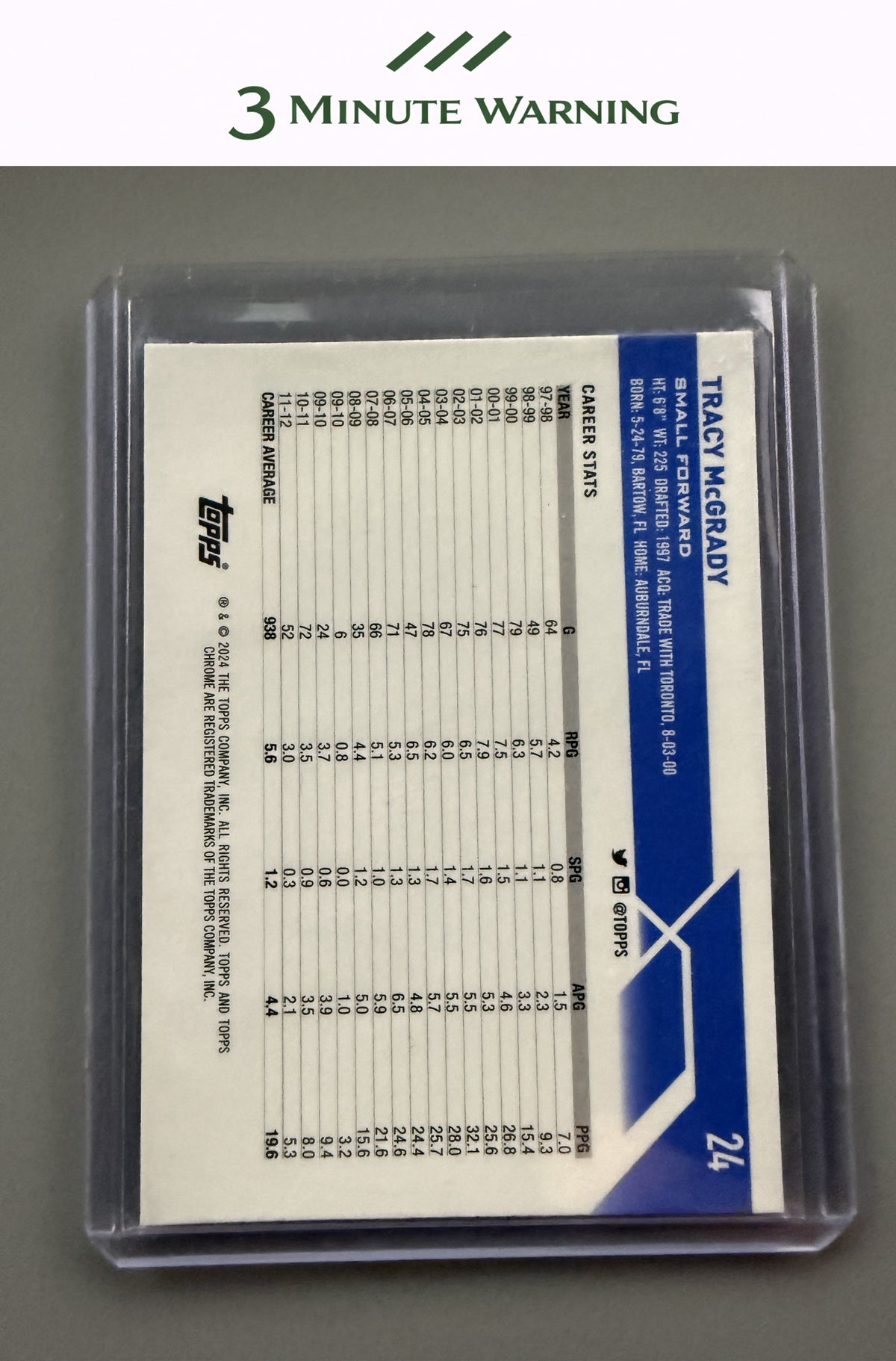 2023-24 Topps Chrome #24 Tracy McGrady Blue Basketball Refractor