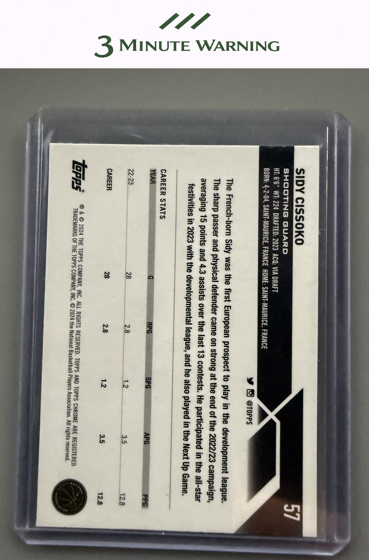2023-24 Topps Chrome #57 Sidy Cissoko Blue Refractor #/75