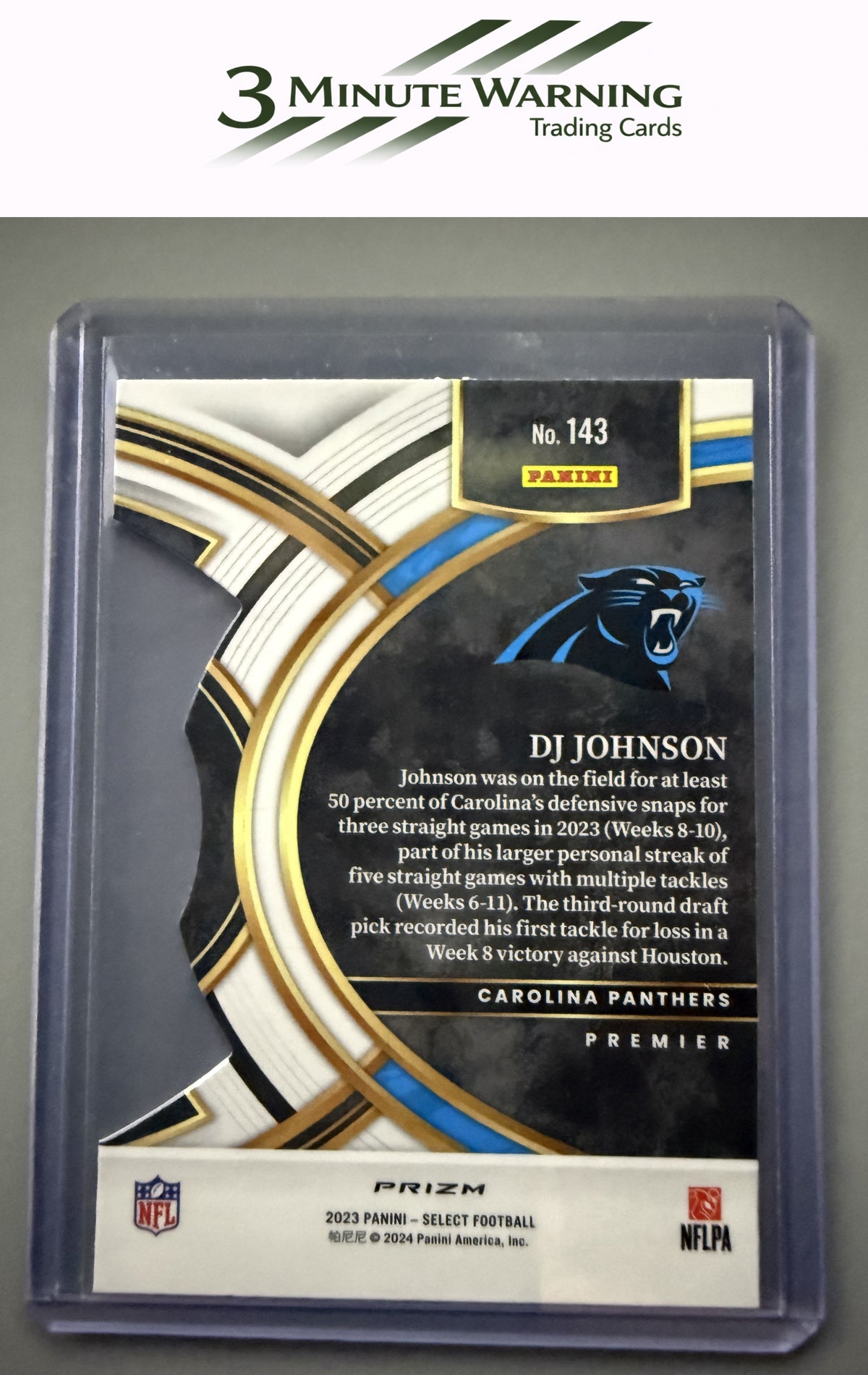 2023 Panini Select #143 DJ Johnson Red and Yellow Prizm Die Cut