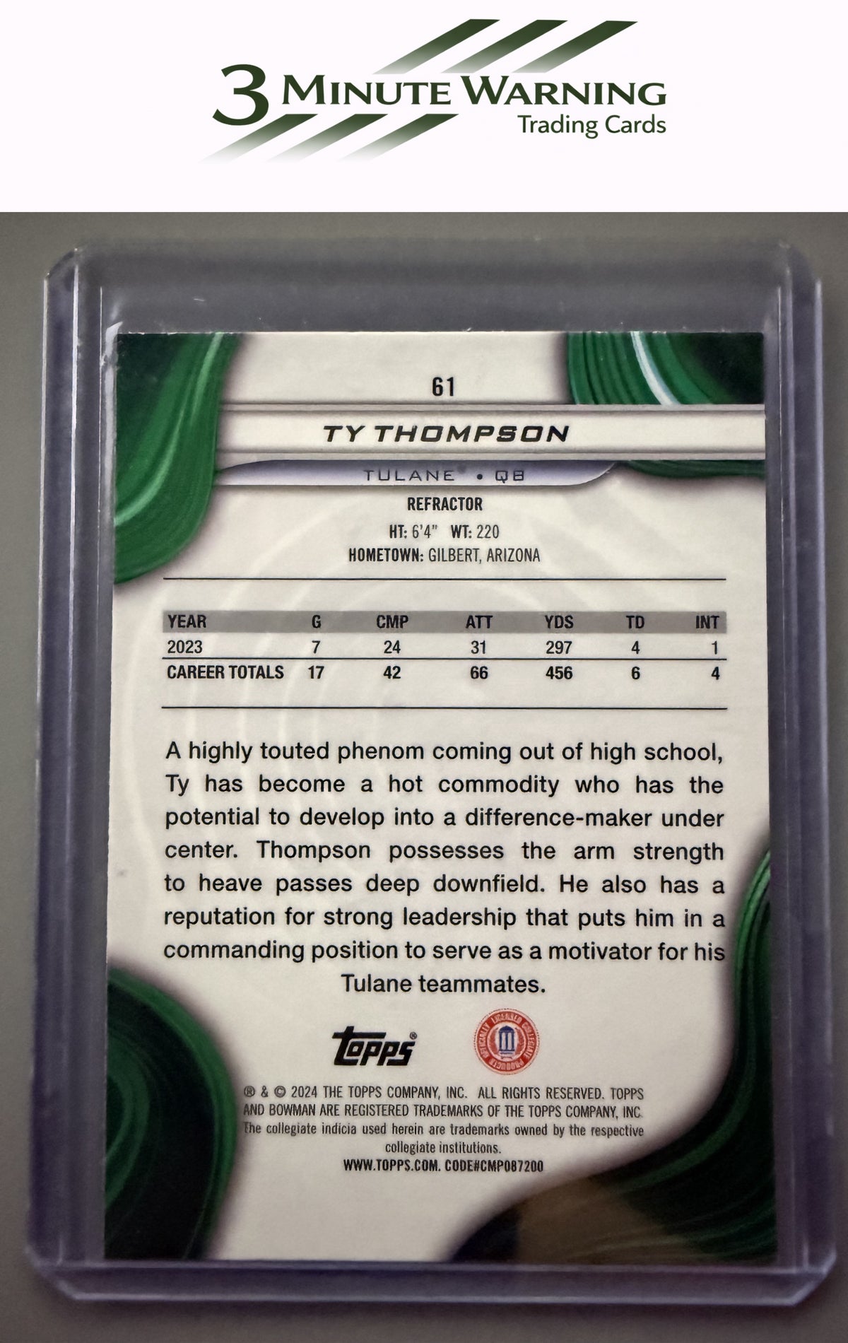 2024 Bowman University Best #61 Ty Thompson