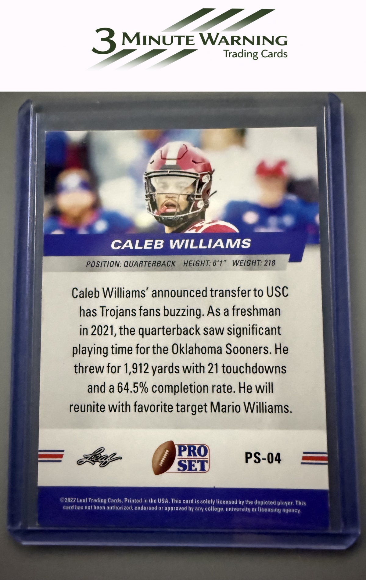 2022 Pro Set Draft #PS-04 Caleb Williams