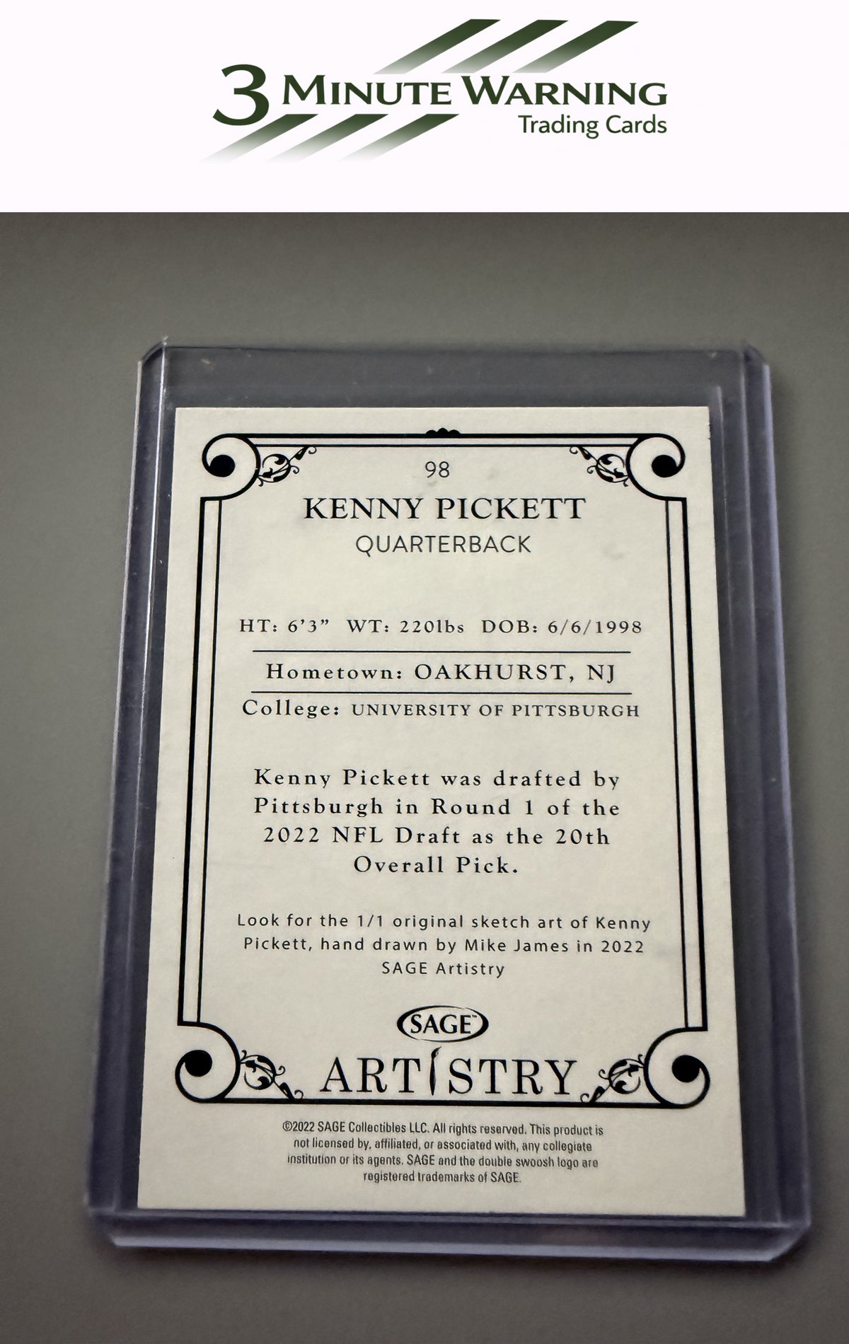 2022 SAGE Artistry #98 Kenny Pickett
