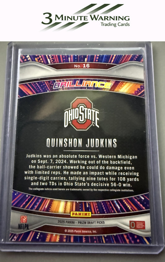 2025 Panini Prizm Draft Picks #16 Quinshon Judkins Brilliance