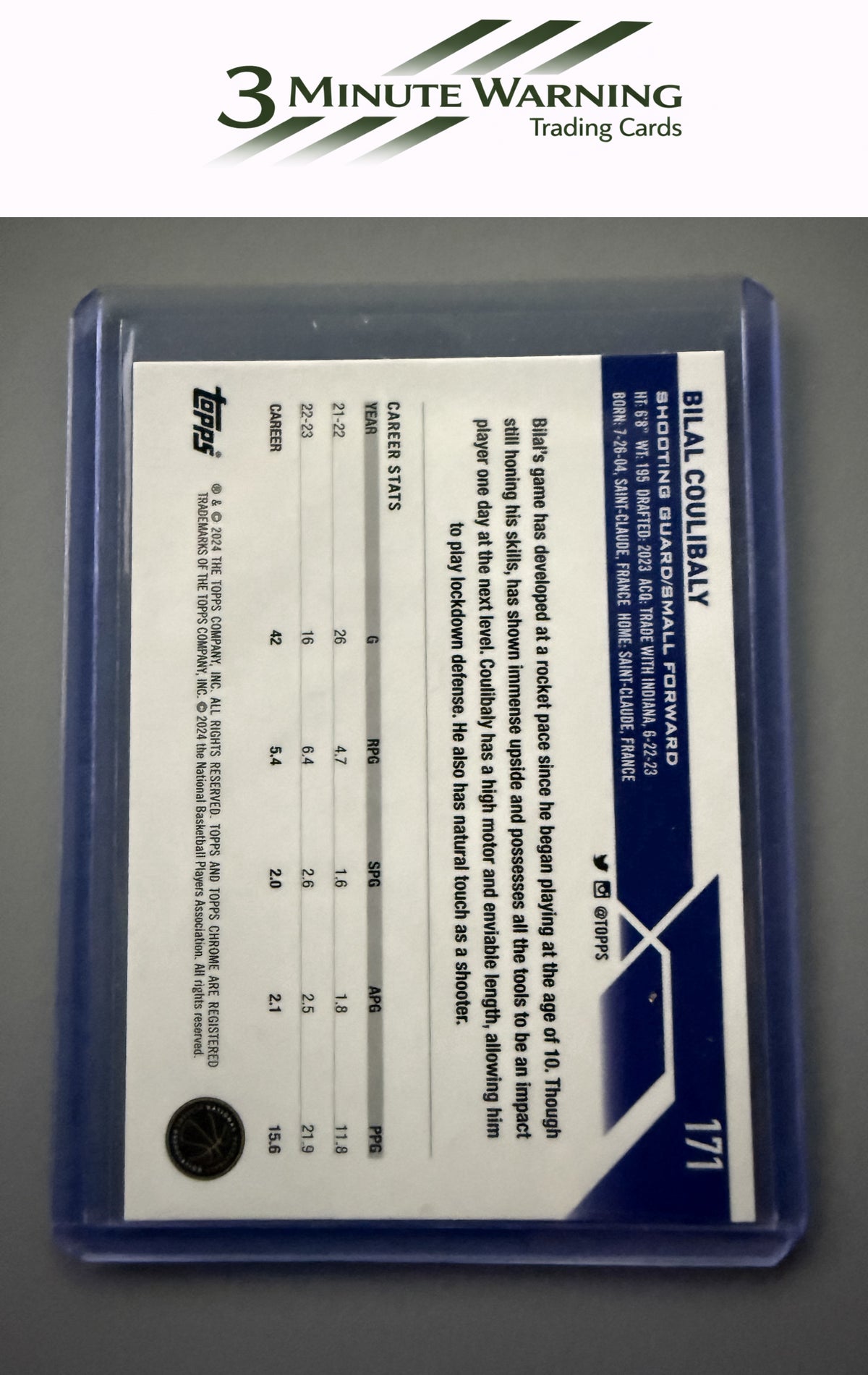 2023-24 Topps Chrome #171 Bilal Coulibaly