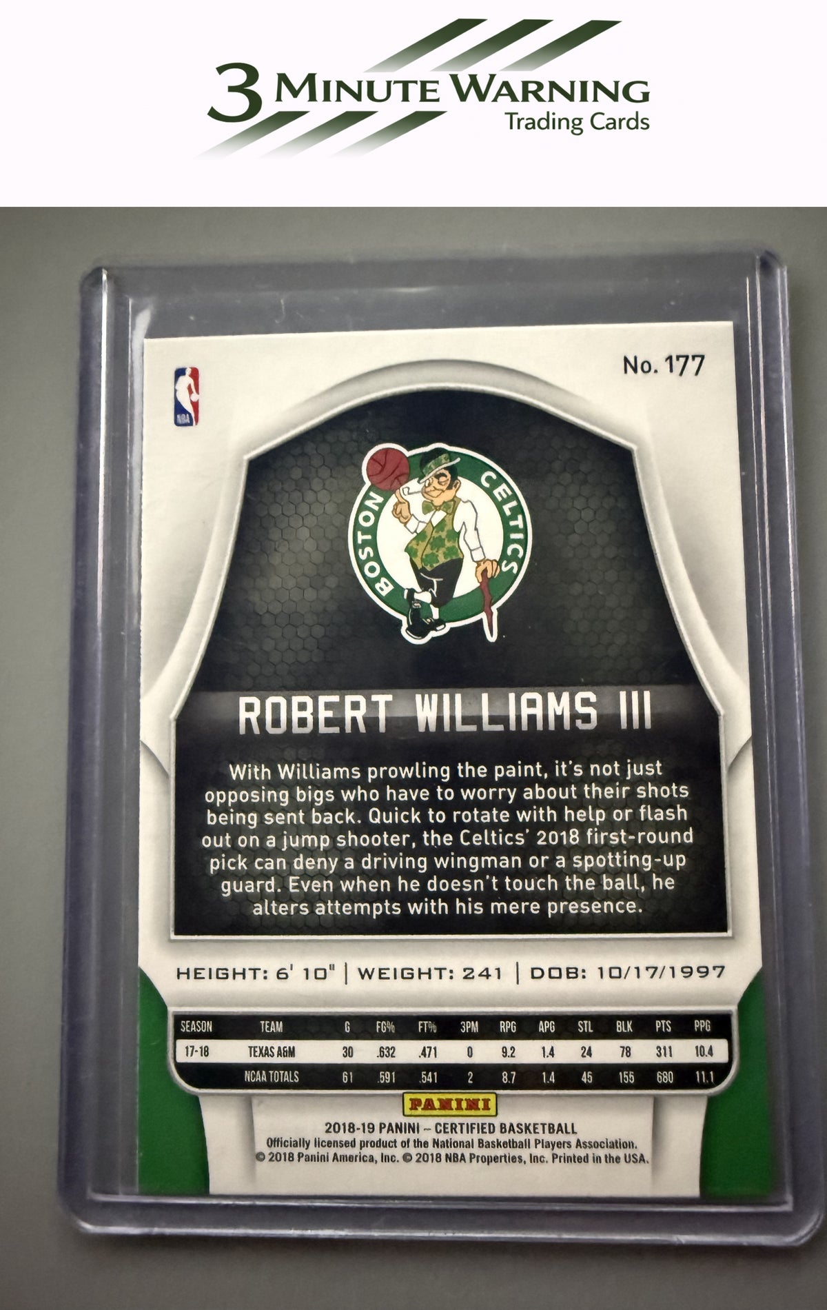2018-19 Panini Certified #177 Robert Williams III
