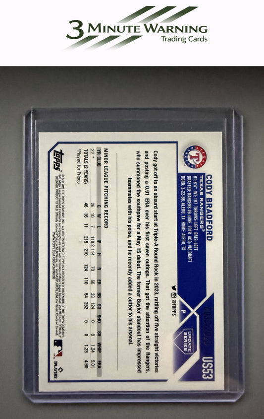 2023 Topps Update #US53 Cody Bradford Gold #/2023