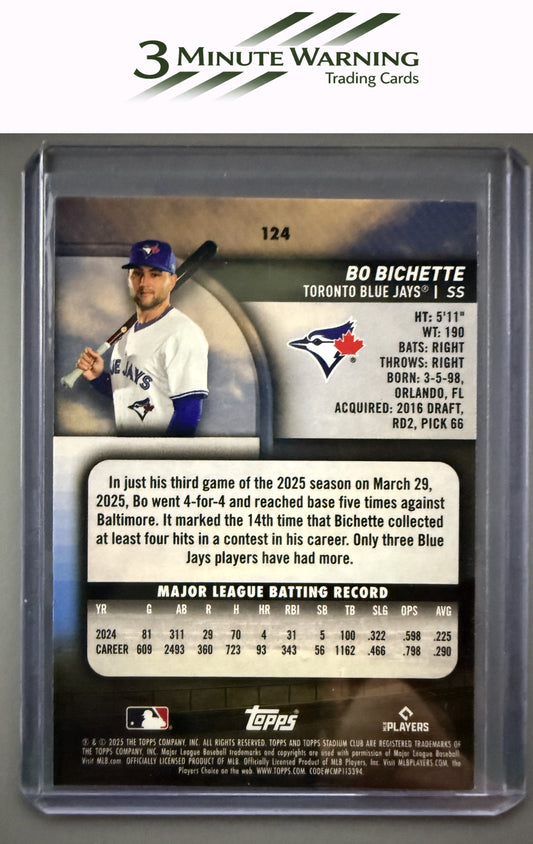 2025 Stadium Club #124 Bo Bichette Pink Foil
