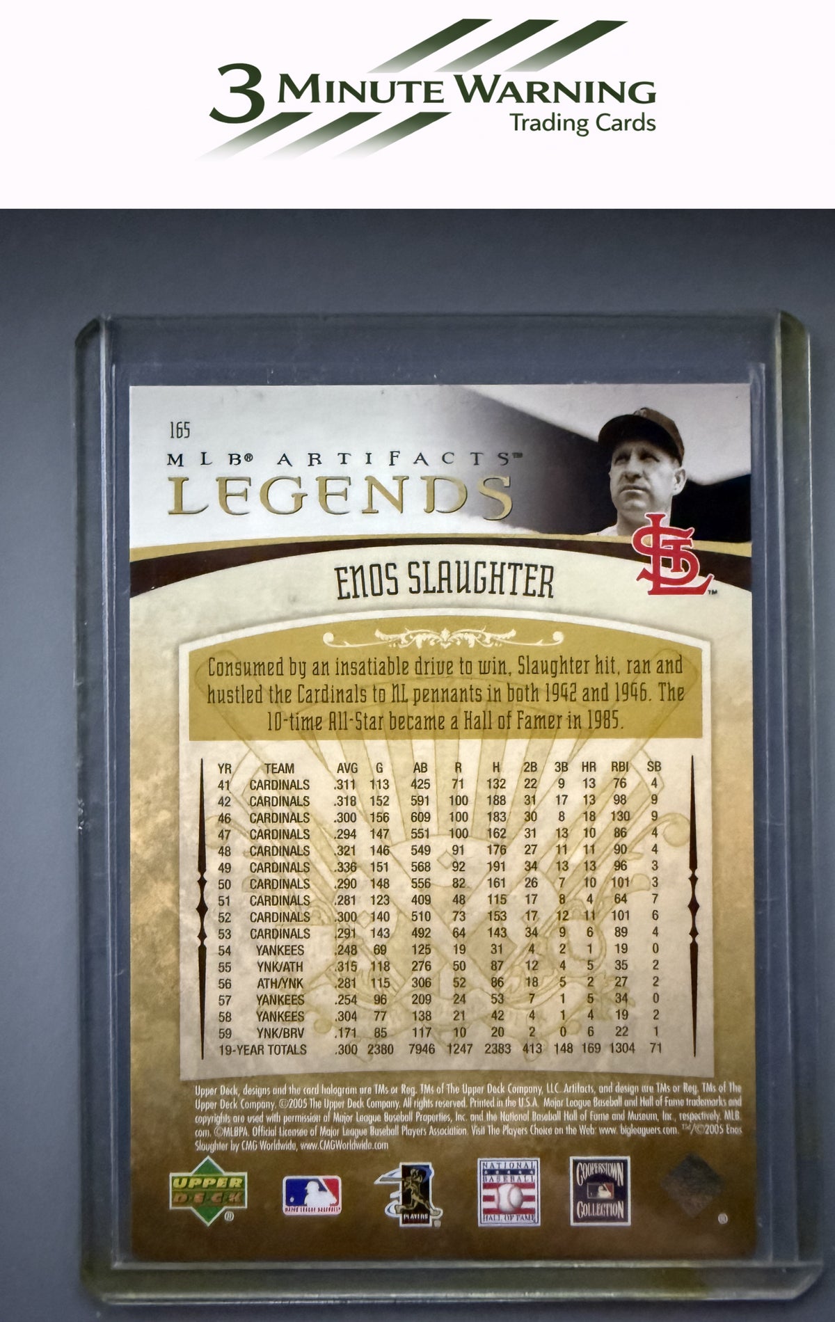2005 Upper Deck Artifacts #165 Enos Slaughter #/1999