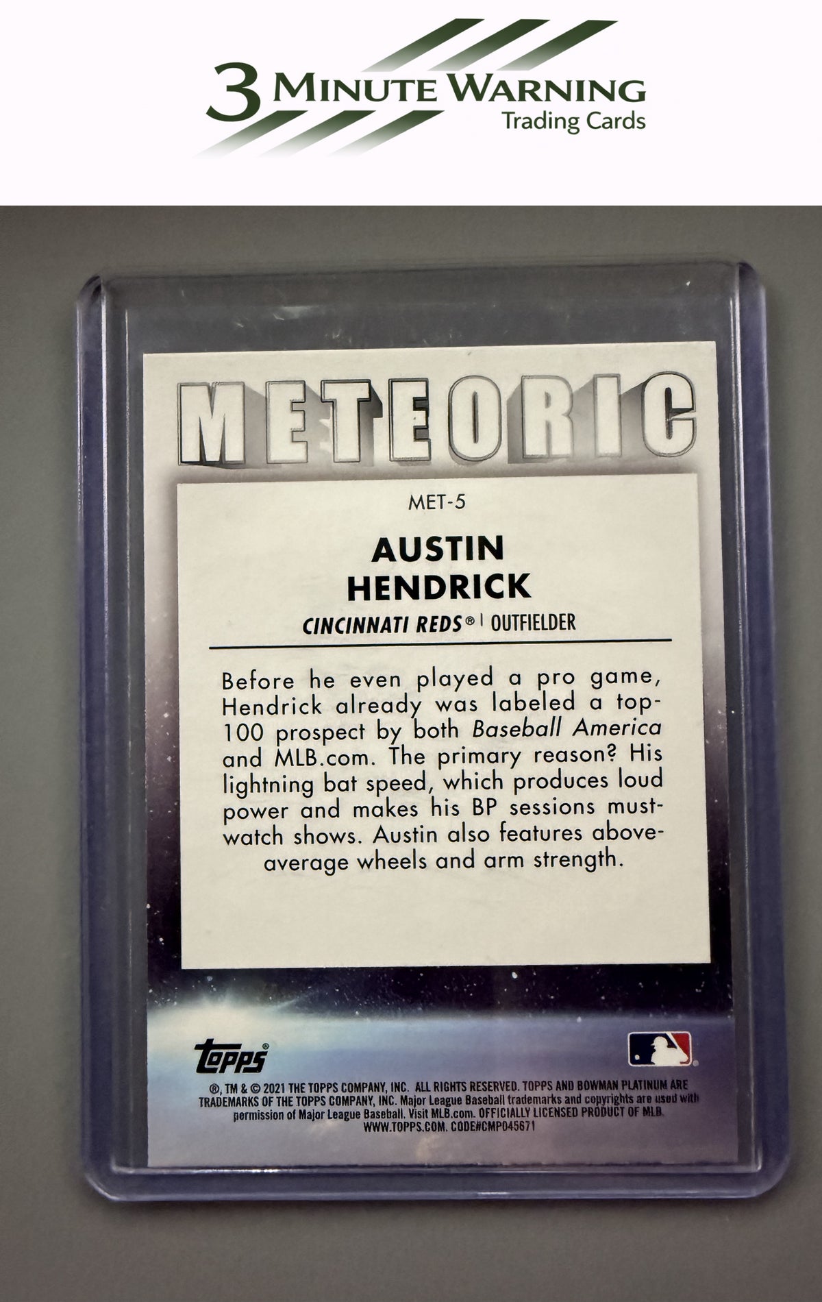 2021 Bowman Platinum #MET-5 Austin Hendrick Meteoric