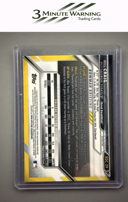 2016 Bowman Draft #BDC-39 Will Craig Chrome Refractor
