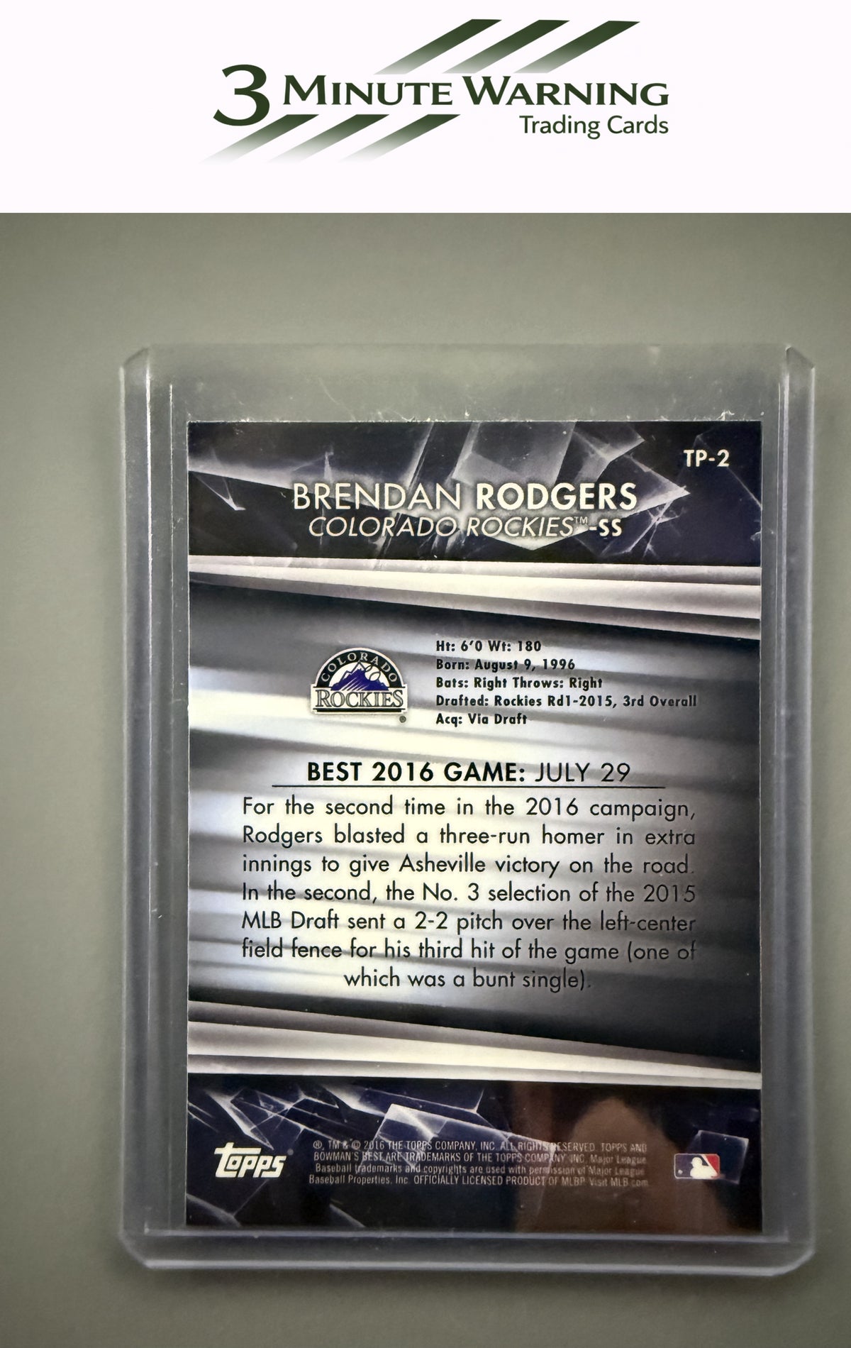 2016 Bowman's Best #TP-2 Brendan Rodgers Top Prospects
