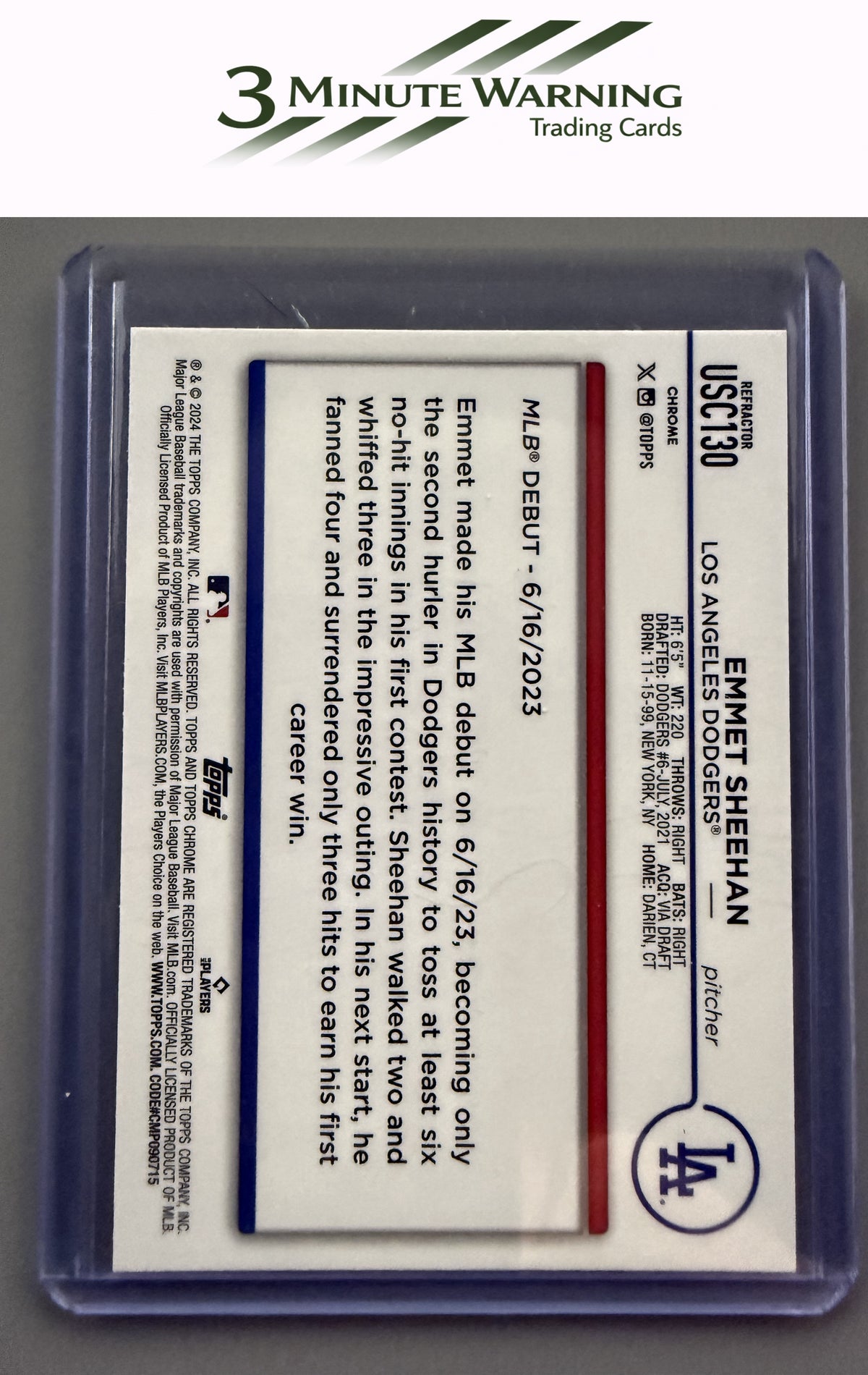 2024 Topps Chrome Update #USC130 Emmet Sheehan Refractor
