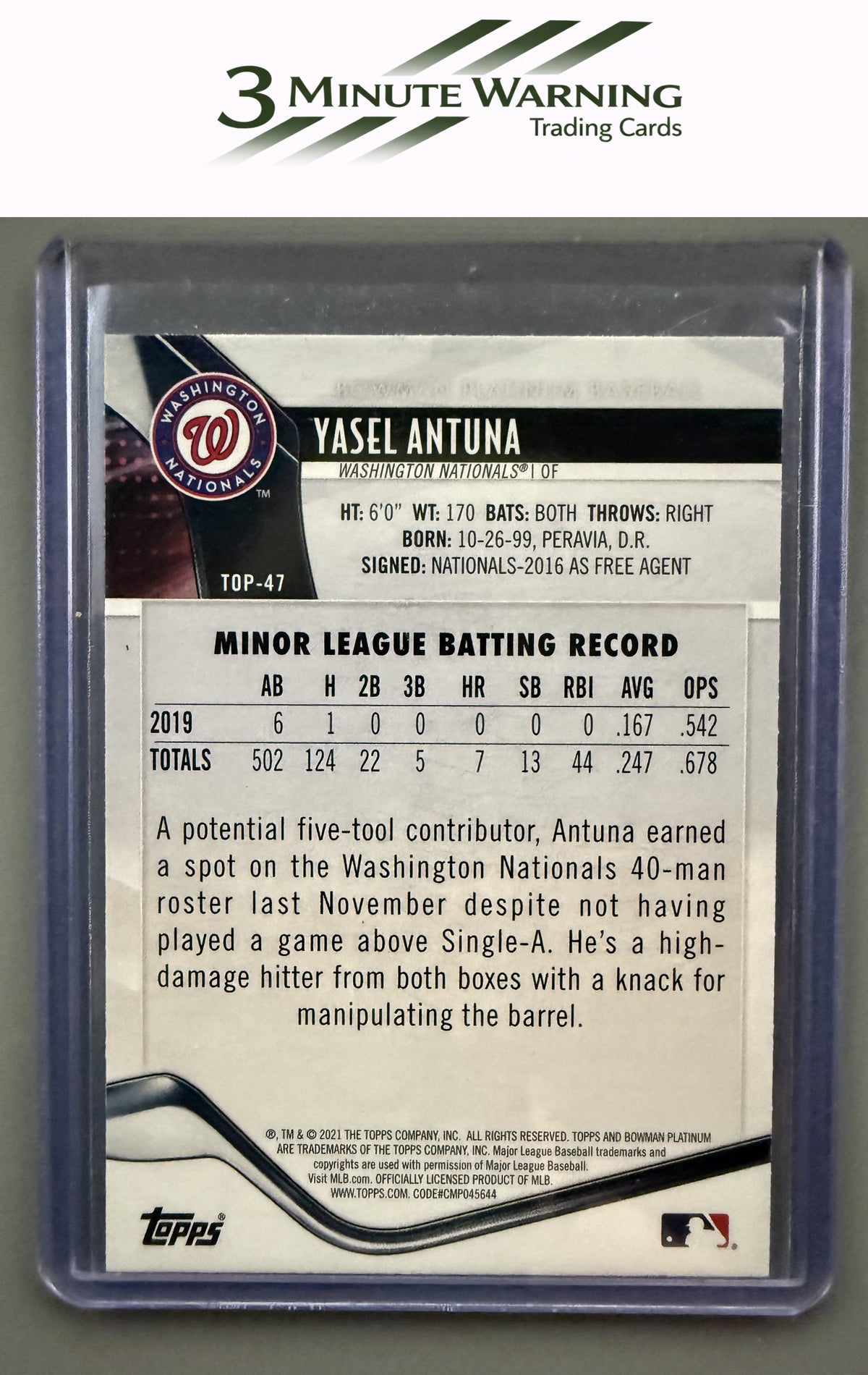 2021 Bowman Platinum #TOP-47 Yasel Antuna Top Prospects