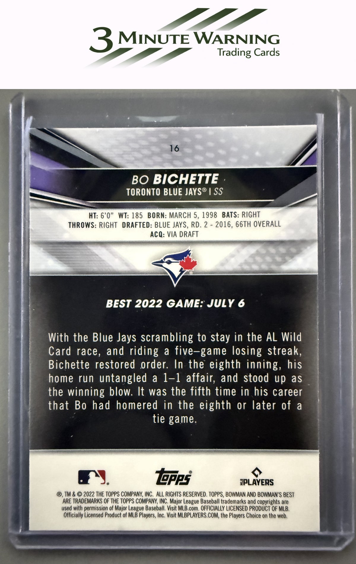 2022 Bowman's Best #16 Bo Bichette