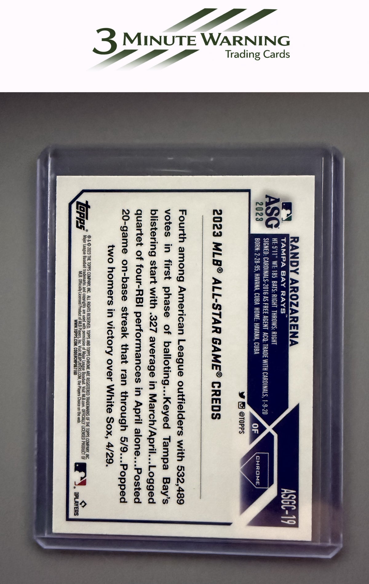 2023 Topps Chrome Update #ASGC-19 Randy Arozarena 2023 All-Star Game
