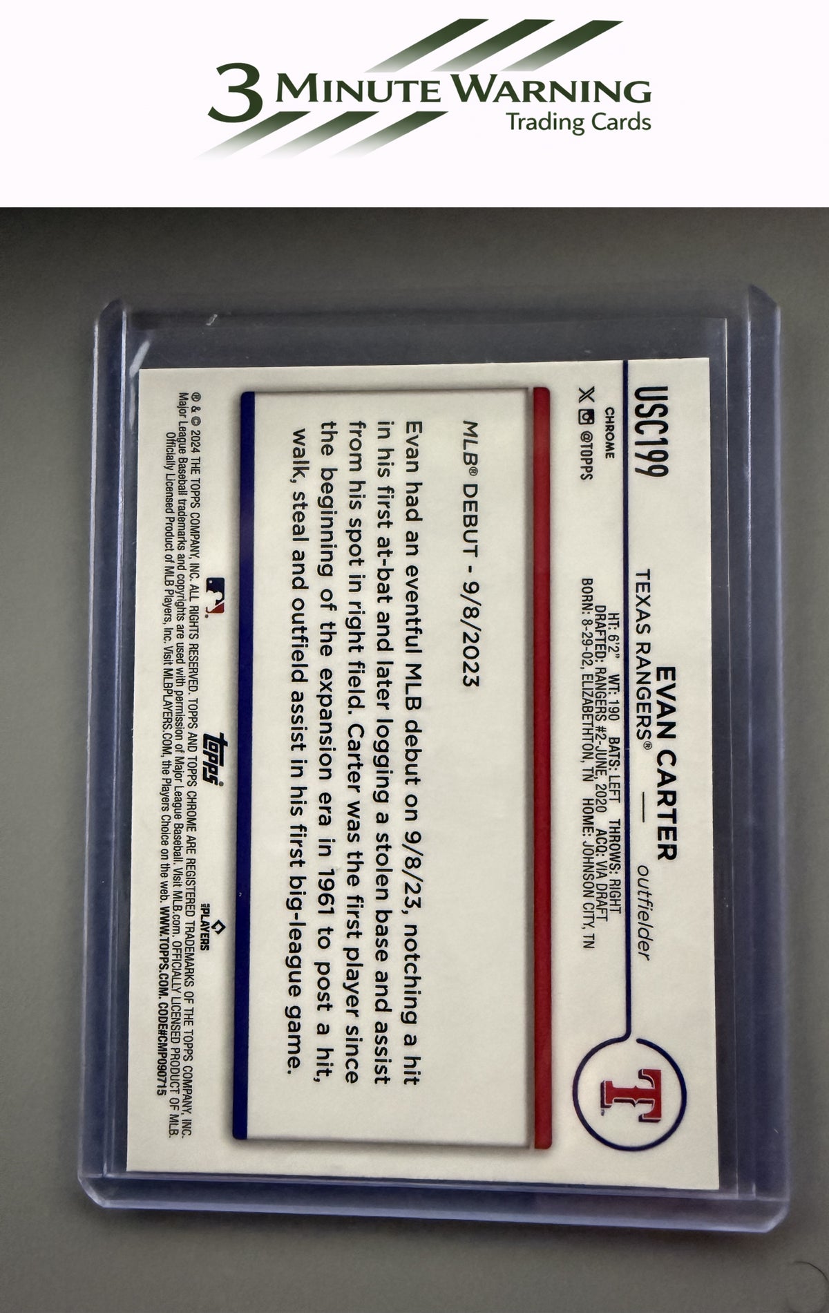 2024 Topps Chrome Update #USC199 Evan Carter