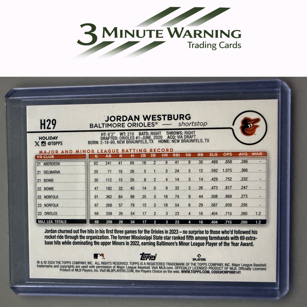 2024 Topps Holiday #H29 Jordan Westburg