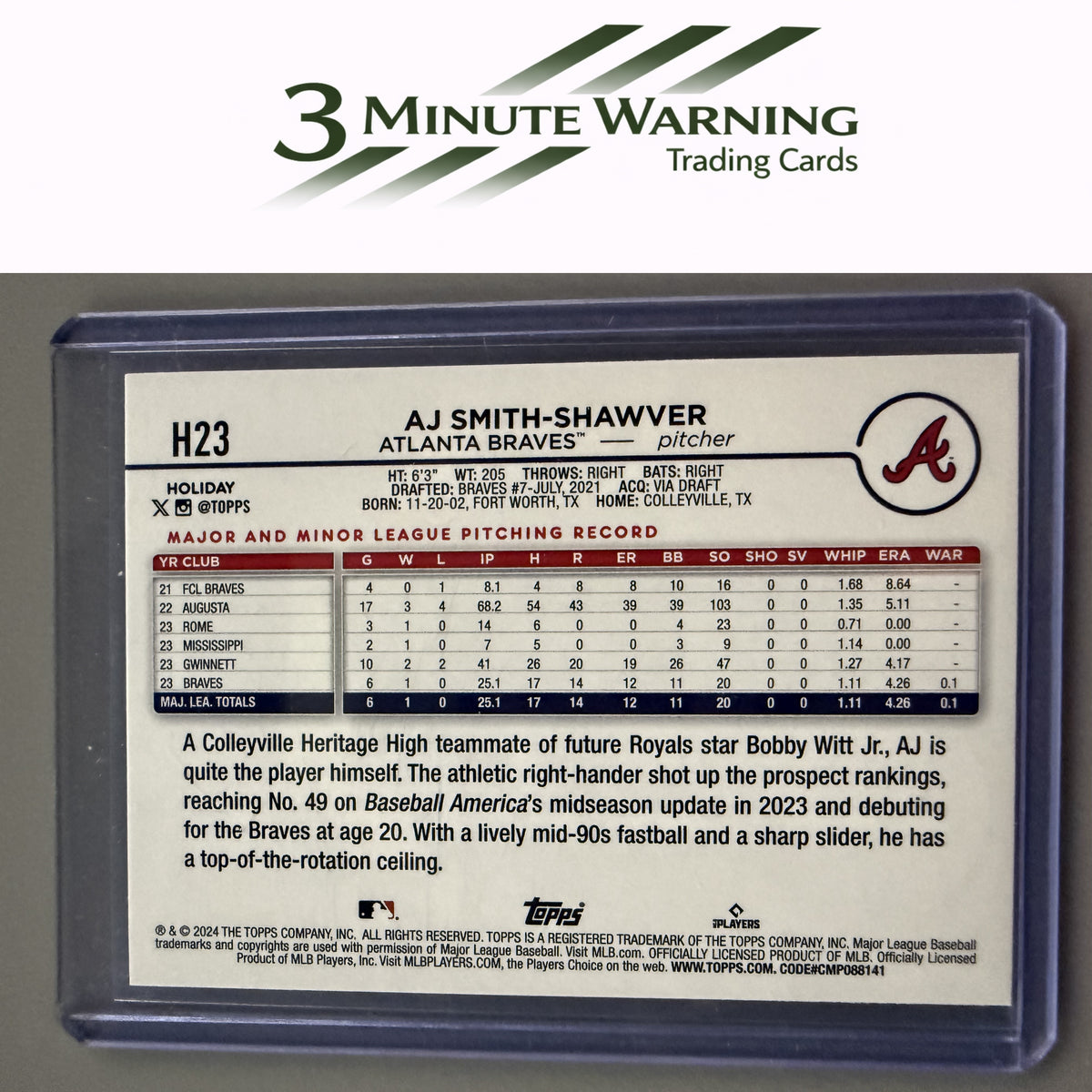 2024 Topps Holiday #H23 AJ Smith-Shawver