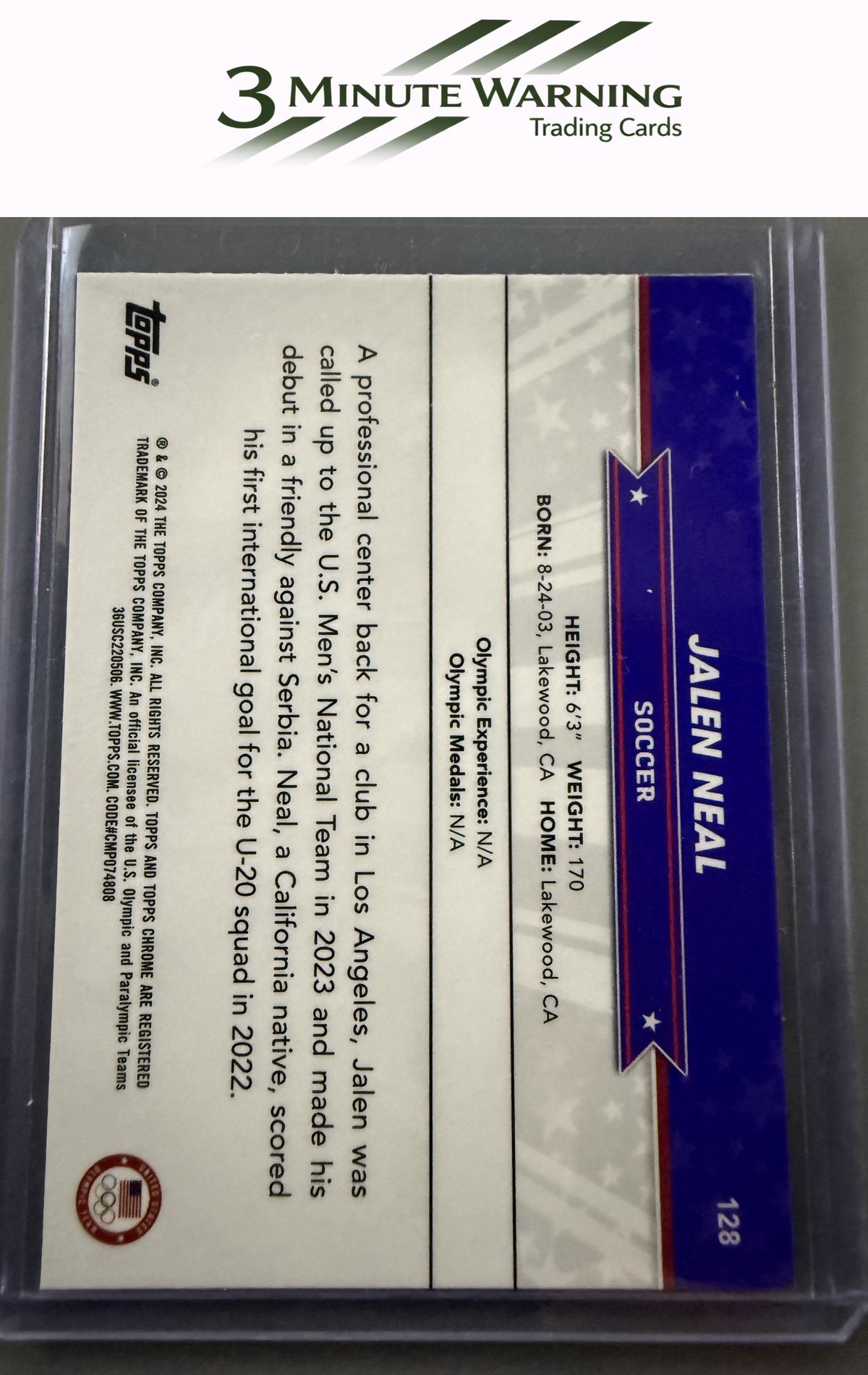 2024 Topps Chrome U.S. Olympics & Paralympic Hopefuls #128 Jalen Neal
