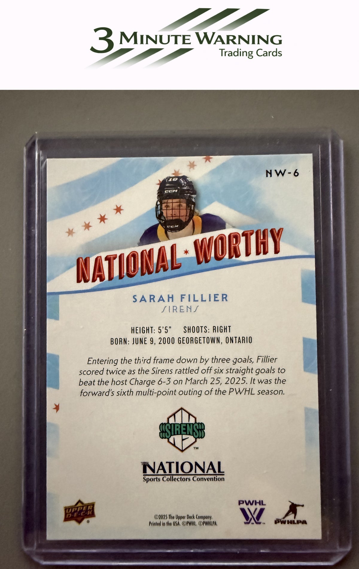 2025 Upper Deck - National Worthy #NW-6 Sarah Fillier