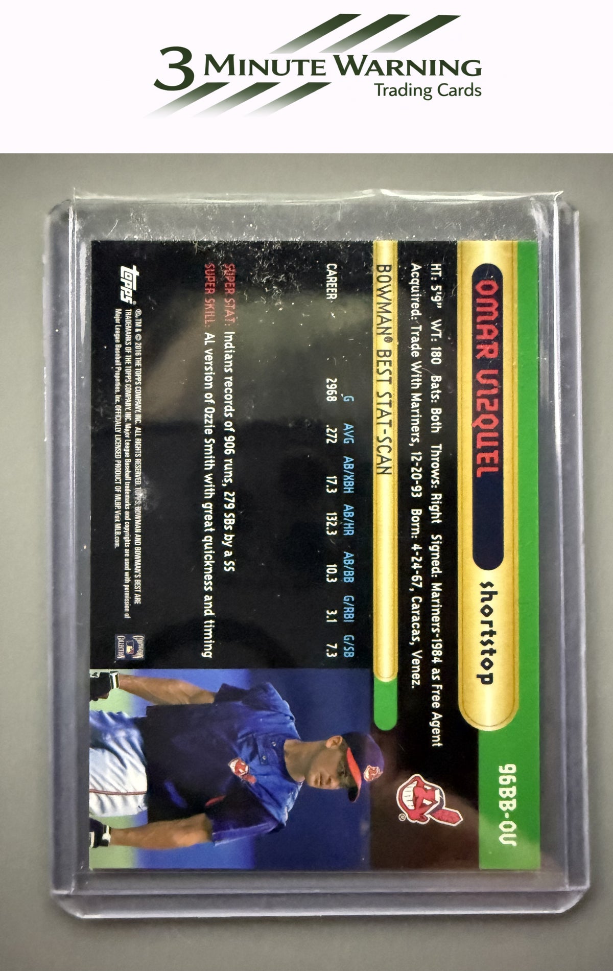 2016 Bowman's Best #96BB-OV Omar Vizquel 1996 Bowman's Best