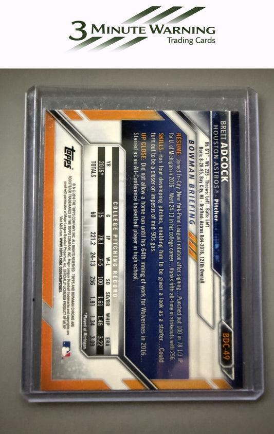 2016 Bowman Draft #BDC-49 Brett Adcock Chrome